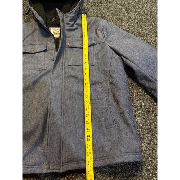 Levi's Men's Soft Shell Two Pocket Sherpa Lined Hooded Trucker Jacket Blue XL - Picture 9 of 10